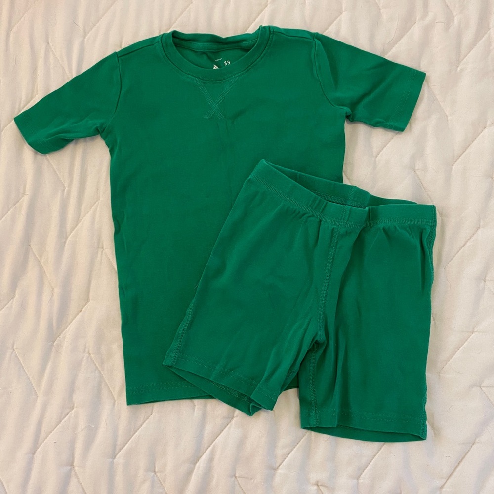 Primary pj shorts and short sleeve tee, shamrock green, 8-9